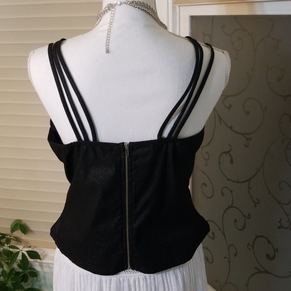 Black Strappy Top With Silver Thread - image 2